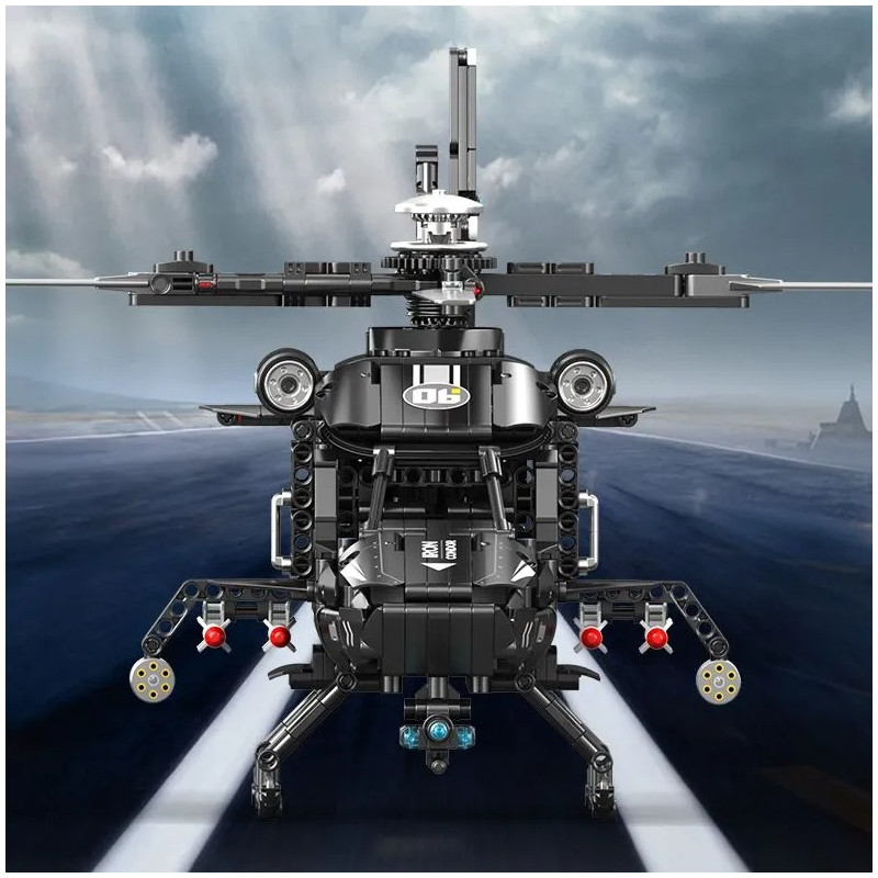 minGDi LEIBAO D06 Armed Helicopter Xếp hình lắp ráp ghép mô hình pháo hạm