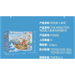 Bubble Mart P50004 Xếp hình lắp ráp ghép mô hình Quái vật tìm kiếm nàng tiên cá: Cá mập búa nhỏ