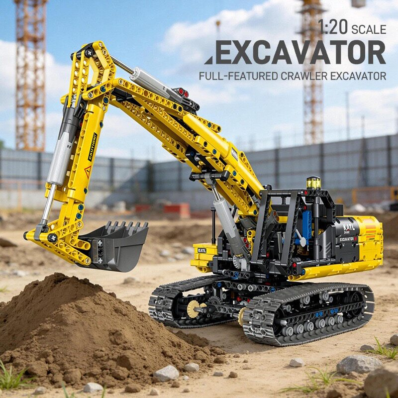 JIESTAR 57023 Xếp hình lắp ráp ghép mô hình Máy xúc điện bánh xích đầy đủ chức năng 1:20