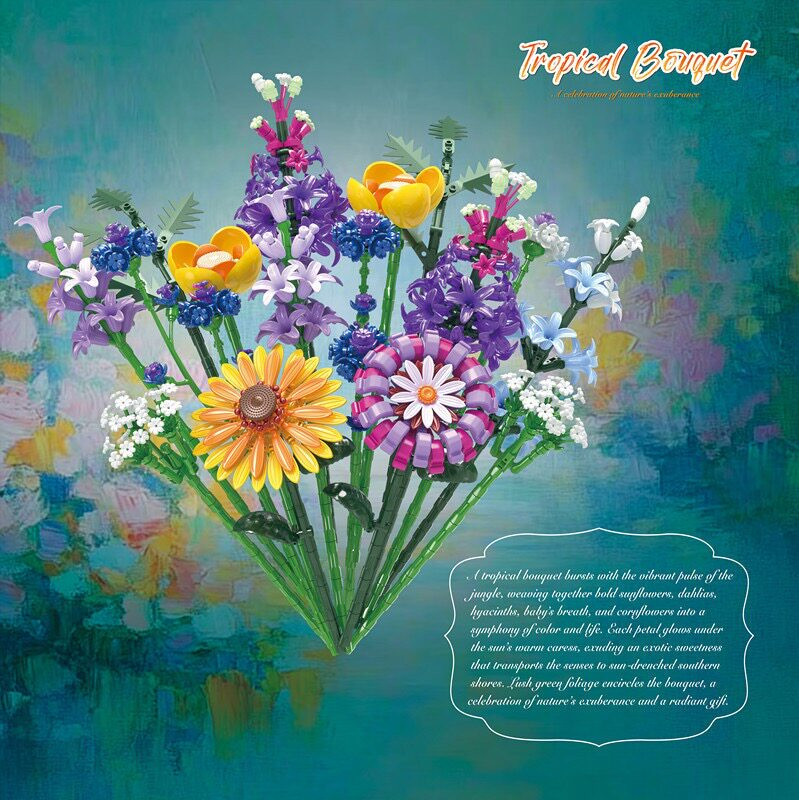 Free Tribe 11031 Tropical Bouquet Xếp hình lắp ráp ghép mô hình Bộ sưu tập hoa Hoshino Bó hoa vĩnh cửu