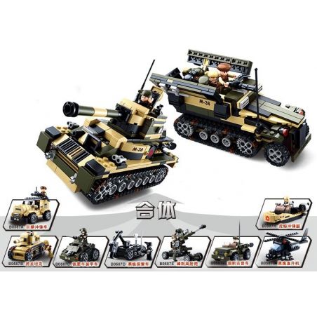 SLUBAN M38-B0588 B0588 0588 M38B0588 38-B0588 M38-B0587 B0587 0587 M38B0587 38-B0587 non  XE TĂNG THIẾT GIÁP 8 TRONG 1 bộ đồ chơi xếp lắp ráp ghép mô hình Military Army Quân Sự Bộ Đội 928 khối