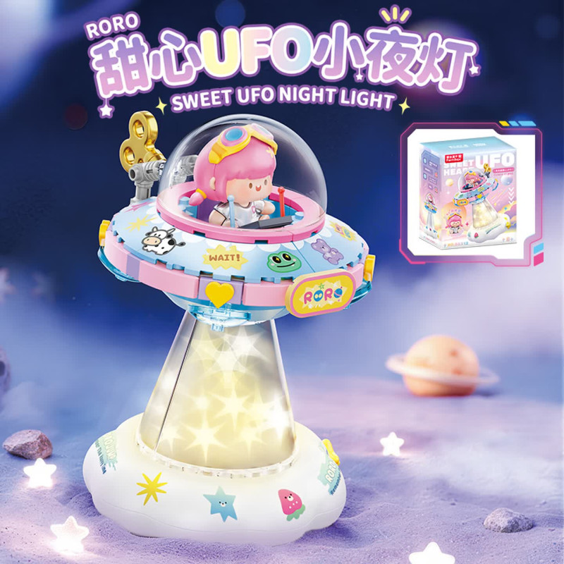 Femibox S5312 ROROJUMP Sweet UFO Night Light Xếp hình lắp ráp ghép mô hình Nước sốt thịt: Đèn ngủ UFO đáng yêu