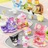 Keeppley K20897 Xếp hình lắp ráp ghép mô hình Gia đình Sanrio: Cửa hàng dành cho người sành ăn Hộp mù 6 loại Cửa hàng kẹo Hello Kitty, Cửa hàng trái cây giai điệu, Cửa hàng đồ uống Coolomi, Bánh rán chó tai lớn, Cửa hàng bánh pudding chó Pudding, Cửa hàng bánh chó Pacha