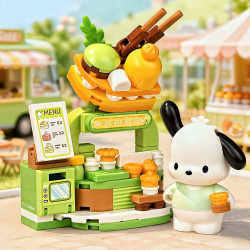 Keeppley K20897 Xếp hình lắp ráp ghép mô hình Gia đình Sanrio: Cửa hàng dành cho người sành ăn Hộp mù 6 loại Cửa hàng kẹo Hello Kitty, Cửa hàng trái cây giai điệu, Cửa hàng đồ uống Coolomi, Bánh rán chó tai lớn, Cửa hàng bánh pudding chó Pudding, Cửa hàng bánh chó Pacha