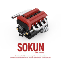 Pibo PB8869B Sokun Mini Engine Xếp hình lắp ráp ghép mô hình Động cơ nhỏ 4G63