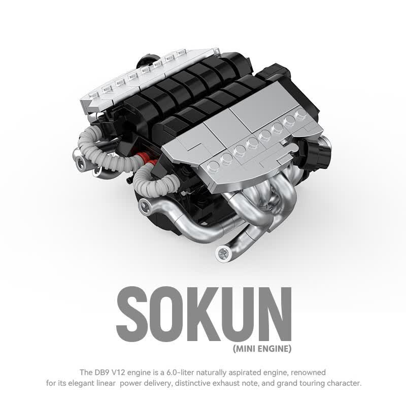 Pibo PB8869C Sokun Mini Engine Xếp hình lắp ráp ghép mô hình Động cơ nhỏ DB9V12