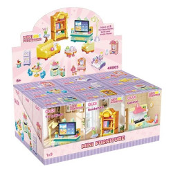 GUDI 40805 Xếp hình lắp ráp ghép mô hình Nội thất mini 9 mẫu Tủ tivi, bàn ăn, tủ quần áo, kệ sách, tủ lạnh, giường, tủ, sofa, bàn trang điểm