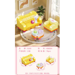 GUDI 40805 Xếp hình lắp ráp ghép mô hình Nội thất mini 9 mẫu Tủ tivi, bàn ăn, tủ quần áo, kệ sách, tủ lạnh, giường, tủ, sofa, bàn trang điểm