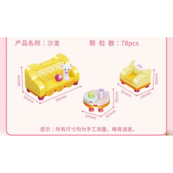 GUDI 40805 Xếp hình lắp ráp ghép mô hình Nội thất mini 9 mẫu Tủ tivi, bàn ăn, tủ quần áo, kệ sách, tủ lạnh, giường, tủ, sofa, bàn trang điểm