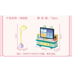 GUDI 40805 Xếp hình lắp ráp ghép mô hình Nội thất mini 9 mẫu Tủ tivi, bàn ăn, tủ quần áo, kệ sách, tủ lạnh, giường, tủ, sofa, bàn trang điểm