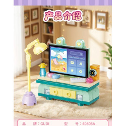 GUDI 40805 Xếp hình lắp ráp ghép mô hình Nội thất mini 9 mẫu Tủ tivi, bàn ăn, tủ quần áo, kệ sách, tủ lạnh, giường, tủ, sofa, bàn trang điểm