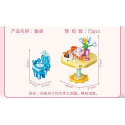 GUDI 40805 Xếp hình lắp ráp ghép mô hình Nội thất mini 9 mẫu Tủ tivi, bàn ăn, tủ quần áo, kệ sách, tủ lạnh, giường, tủ, sofa, bàn trang điểm