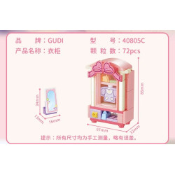 GUDI 40805 Xếp hình lắp ráp ghép mô hình Nội thất mini 9 mẫu Tủ tivi, bàn ăn, tủ quần áo, kệ sách, tủ lạnh, giường, tủ, sofa, bàn trang điểm