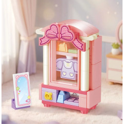 GUDI 40805 Xếp hình lắp ráp ghép mô hình Nội thất mini 9 mẫu Tủ tivi, bàn ăn, tủ quần áo, kệ sách, tủ lạnh, giường, tủ, sofa, bàn trang điểm