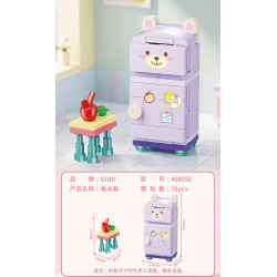 GUDI 40805 Xếp hình lắp ráp ghép mô hình Nội thất mini 9 mẫu Tủ tivi, bàn ăn, tủ quần áo, kệ sách, tủ lạnh, giường, tủ, sofa, bàn trang điểm