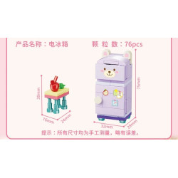 GUDI 40805 Xếp hình lắp ráp ghép mô hình Nội thất mini 9 mẫu Tủ tivi, bàn ăn, tủ quần áo, kệ sách, tủ lạnh, giường, tủ, sofa, bàn trang điểm