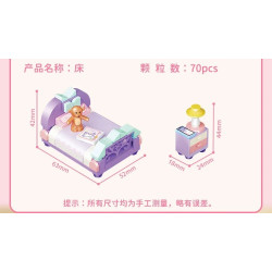 GUDI 40805 Xếp hình lắp ráp ghép mô hình Nội thất mini 9 mẫu Tủ tivi, bàn ăn, tủ quần áo, kệ sách, tủ lạnh, giường, tủ, sofa, bàn trang điểm
