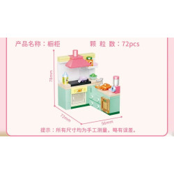 GUDI 40805 Xếp hình lắp ráp ghép mô hình Nội thất mini 9 mẫu Tủ tivi, bàn ăn, tủ quần áo, kệ sách, tủ lạnh, giường, tủ, sofa, bàn trang điểm