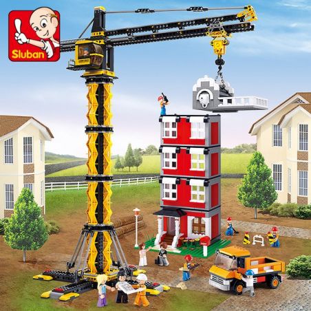SLUBAN M38-B0555 B0555 0555 M38B0555 38-B0555 non  CẨU THÁP XÂY NHÀ bộ đồ chơi xếp lắp ráp ghép mô hình City Thành Phố 1451 khối