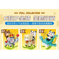 Forange FC2309 Xếp hình lắp ráp ghép mô hình Thế giới thu nhỏ: 6 chú ngựa bập bênh vui nhộn