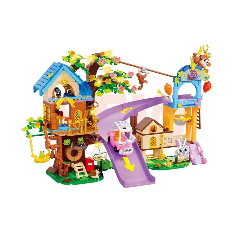 Forange FC3519 Xếp hình lắp ráp ghép mô hình Nhà trên cây trượt thú cưng dễ thương