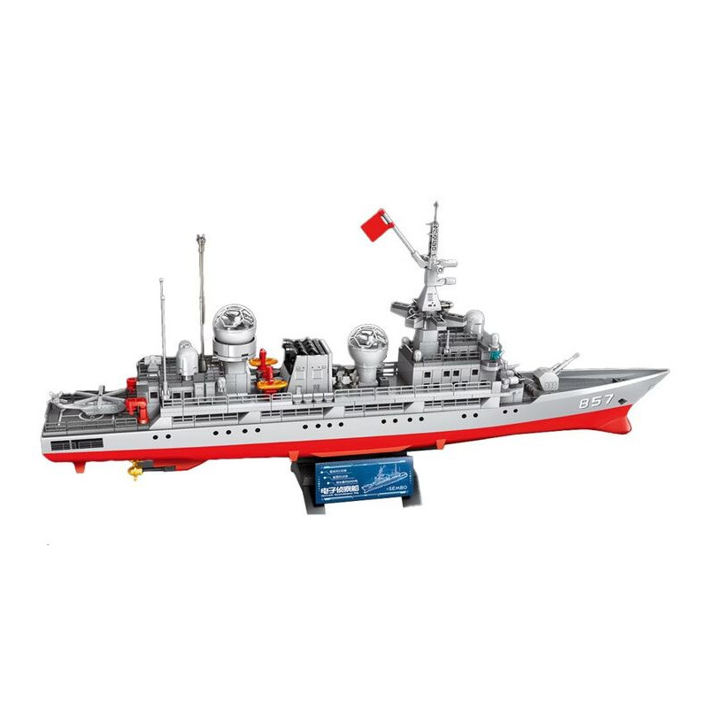 SEMBO 208159 Xếp hình lắp ráp ghép mô hình Tàu trinh sát điện tử thế hệ mới 1:250
