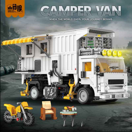 small angle JD133 Camper Van Xếp hình lắp ráp ghép mô hình RV ngày tận thế
