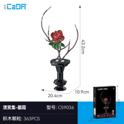 CaDA DoubleE C59036 Xếp hình lắp ráp ghép mô hình Bộ sưu tập đánh giá cao của nhà Thanh: Hoa hồng Yanxia Bó hoa phong cách Trung Quốc mới mang tính thẩm mỹ phương Đông