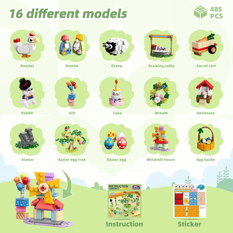WISE BLOCK AULDEY US390101 Wonder Pop：Easter Farm Xếp hình lắp ráp ghép mô hình Wonder Pop: Trang trại Phục sinh