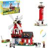 WISE BLOCK AULDEY US386003 Funny：Dream Farm Xếp hình lắp ráp ghép mô hình Hài hước: Nông trại cối xay gió, Ngọn hải đăng 2 trong 1