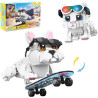 WISE BLOCK AULDEY US386004 Funny：Skating Frenchie & Skiing Cat Xếp hình lắp ráp ghép mô hình Hài hước: Chó bull Pháp trượt ván, mèo trượt tuyết 2 trong 1