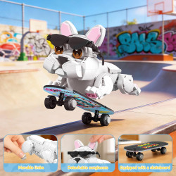 WISE BLOCK AULDEY US386004 Funny：Skating Frenchie & Skiing Cat Xếp hình lắp ráp ghép mô hình Hài hước: Chó bull Pháp trượt ván, mèo trượt tuyết 2 trong 1