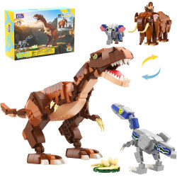 WISE BLOCK AULDEY US386005 Funny：Tyrant King & Ice Mammoth Xếp hình lắp ráp ghép mô hình Hài hước: Khủng long và voi ma mút 2 trong 1