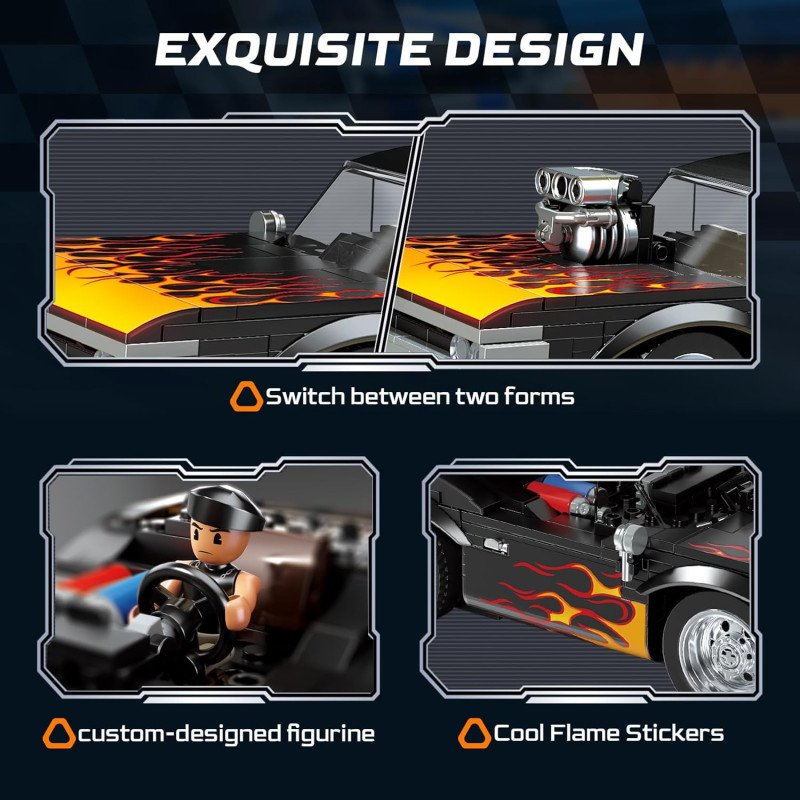 WISE BLOCK AULDEY US389179 Hyper Turbo：Legend Flames Xếp hình lắp ráp ghép mô hình Xe điều khiển từ xa Hyper Turbo