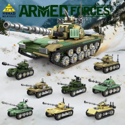 KAZI GBL BOZHI KY8313 Armed Forces Xếp hình lắp ráp ghép mô hình National Power Eagle: Tổ hợp Tank 8 cổ điển