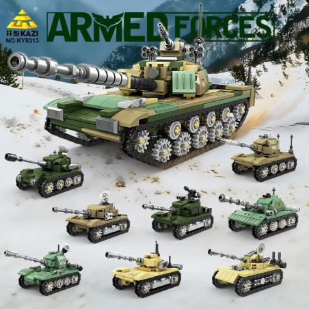 KAZI GBL BOZHI KY8313 Armed Forces Xếp hình lắp ráp ghép mô hình National Power Eagle: Tổ hợp Tank 8 cổ điển