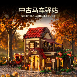 remittance H1017 Medieval Carrige Station Xếp hình lắp ráp ghép mô hình Bến Xe Thời Trung Cổ