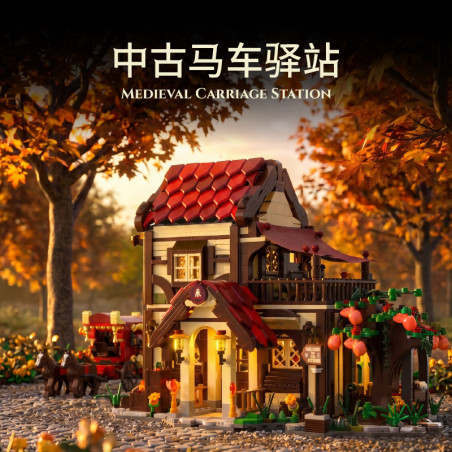 remittance H1017 Medieval Carrige Station Xếp hình lắp ráp ghép mô hình Bến Xe Thời Trung Cổ