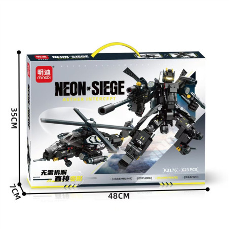 minGDi LEIBAO K3176 Xếp hình lắp ráp ghép mô hình Mecha biến hình thành trực thăng