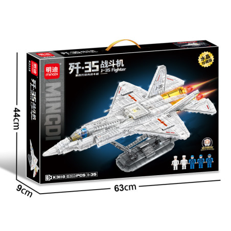 minGDi LEIBAO K3118 Xếp hình lắp ráp ghép mô hình Phiên bản pha lê của tiêm kích J-35 1:35