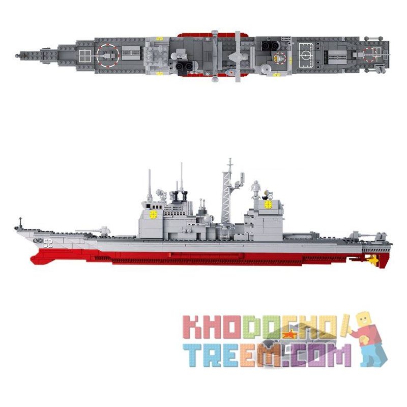 SLUBAN M38-B0389 B0389 0389 M38B0389 38-B0389 non  TÀU CHIẾN tỷ lệ 1:350 bộ đồ chơi xếp lắp ráp ghép mô hình Military Army CRUISER Quân Sự Bộ Đội 883 khối