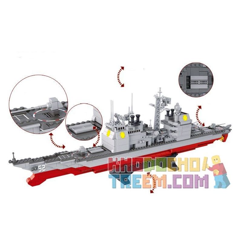 SLUBAN M38-B0389 B0389 0389 M38B0389 38-B0389 non  TÀU CHIẾN tỷ lệ 1:350 bộ đồ chơi xếp lắp ráp ghép mô hình Military Army CRUISER Quân Sự Bộ Đội 883 khối