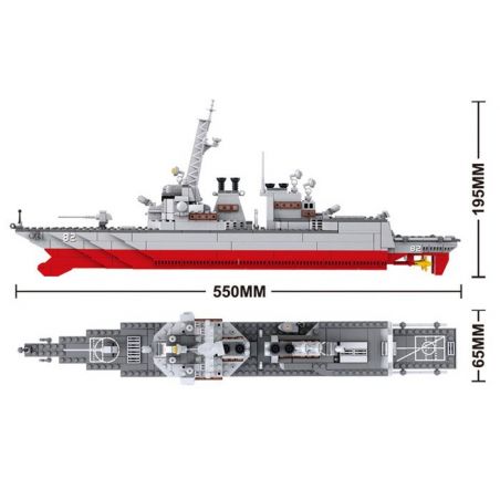 SLUBAN M38-B0390 B0390 0390 M38B0390 38-B0390 non  TÀU KHU TRỤC tỷ lệ 1:350 bộ đồ chơi xếp lắp ráp ghép mô hình Military Army DESTROYER Quân Sự Bộ Đội 615 khối