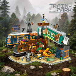 JIESTAR 59167 Train Park Xếp hình lắp ráp ghép mô hình công viên giải trí xe lửa