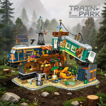 JIESTAR 59167 Train Park Xếp hình lắp ráp ghép mô hình công viên giải trí xe lửa