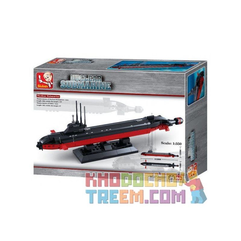 SLUBAN M38-B0391 B0391 0391 M38B0391 38-B0391 non  TÀU NGẦM HẠT NHÂN 1:350 bộ đồ chơi xếp lắp ráp ghép mô hình Military Army NUCLEAR-POWERED SUBMARINE Quân Sự Bộ Đội 193 khối