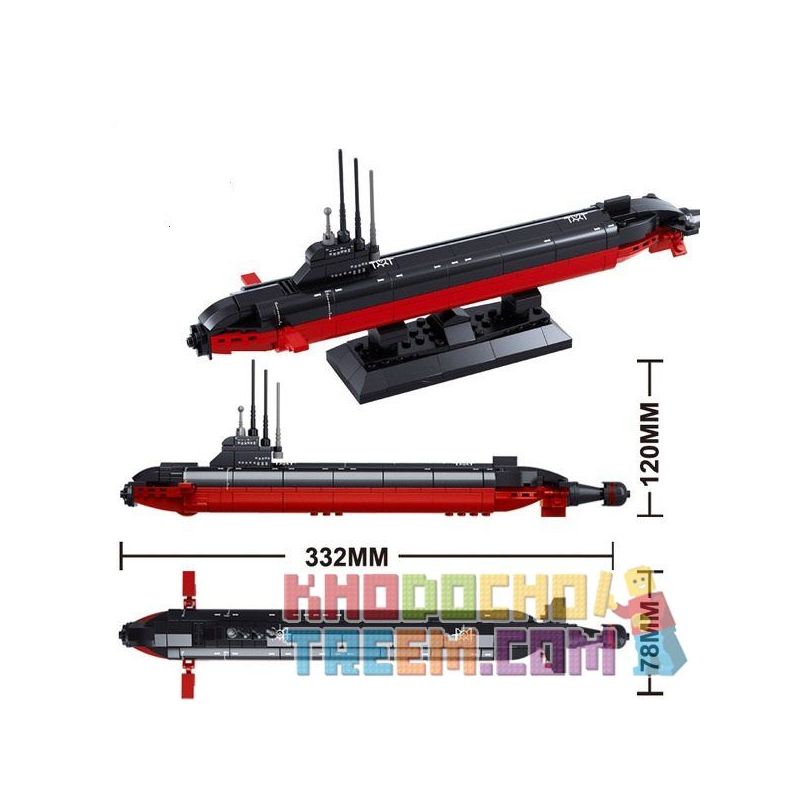 SLUBAN M38-B0391 B0391 0391 M38B0391 38-B0391 non  TÀU NGẦM HẠT NHÂN 1:350 bộ đồ chơi xếp lắp ráp ghép mô hình Military Army NUCLEAR-POWERED SUBMARINE Quân Sự Bộ Đội 193 khối