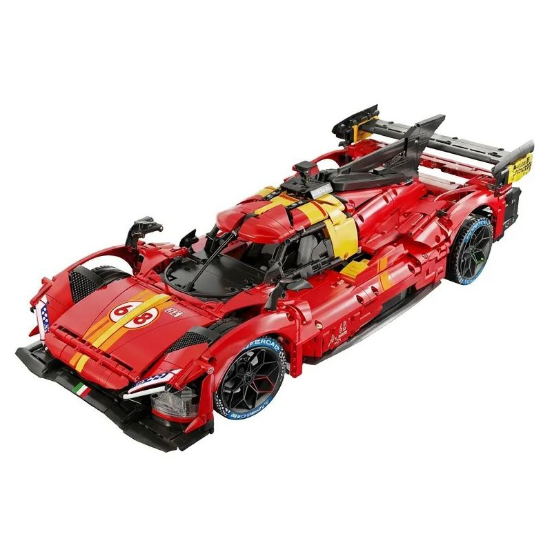 Lingrui Model Jimu Liangpin HS004 DJ Rambo：Ferrari 499P Le Mans Hypercar Xếp hình lắp ráp ghép mô hình Xe đua Hypercar Ferrari 499P Le Mans