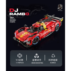 Lingrui Model Jimu Liangpin HS004 DJ Rambo：Ferrari 499P Le Mans Hypercar Xếp hình lắp ráp ghép mô hình Xe đua Hypercar Ferrari 499P Le Mans