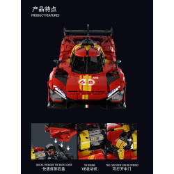 Lingrui Model Jimu Liangpin HS004 DJ Rambo：Ferrari 499P Le Mans Hypercar Xếp hình lắp ráp ghép mô hình Xe đua Hypercar Ferrari 499P Le Mans